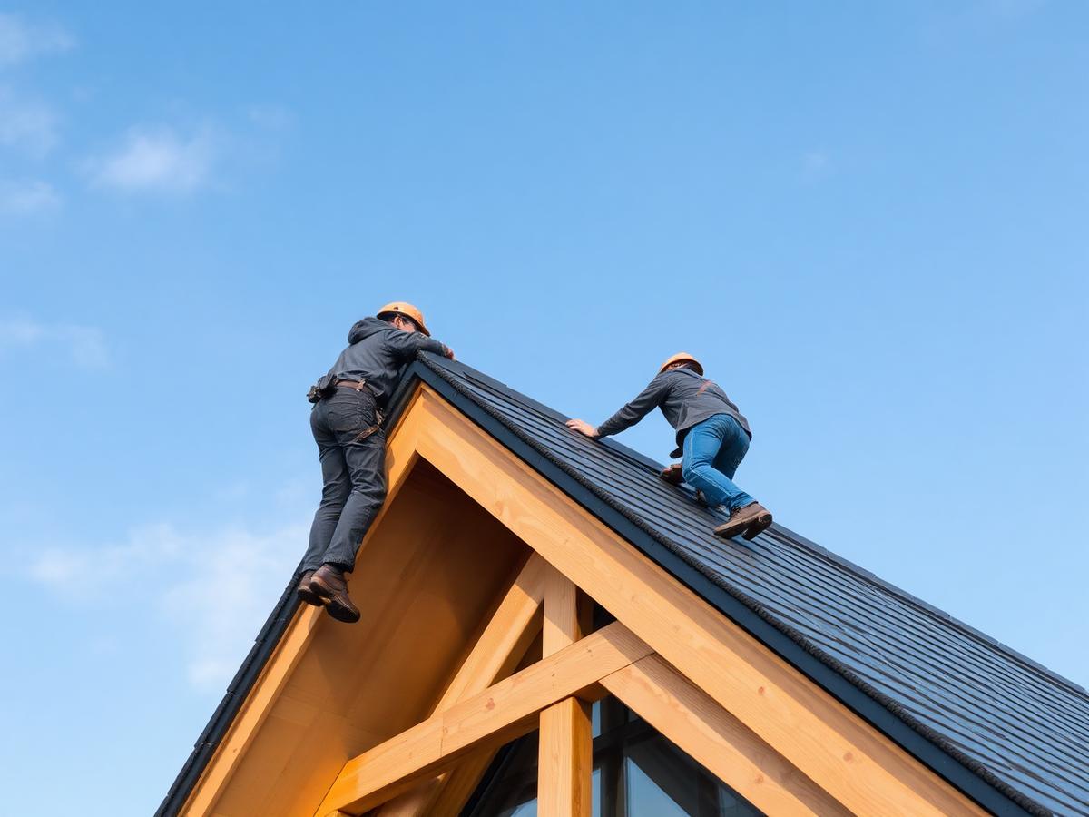 Modernes Dach mit Holzkonstruktion