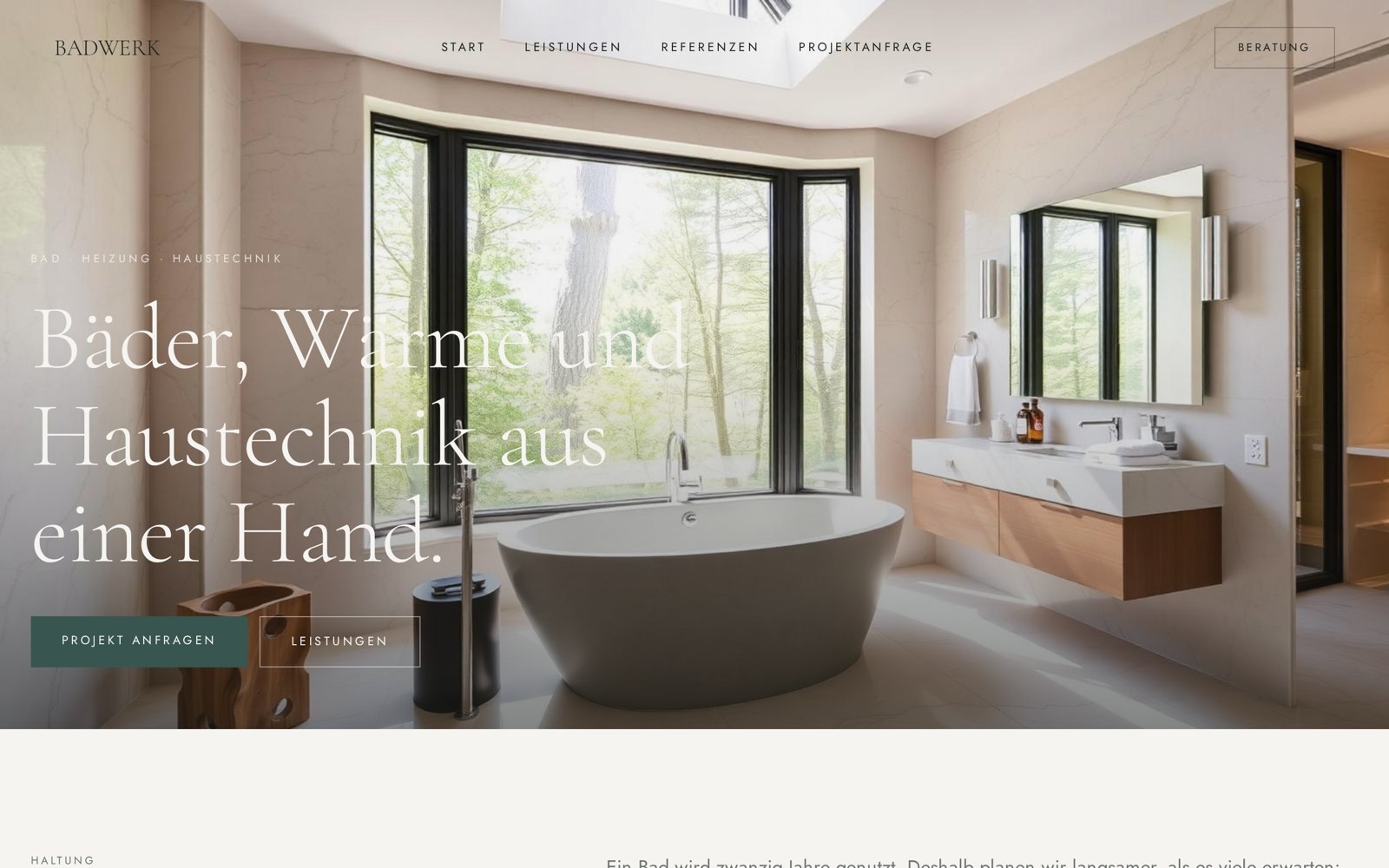 Bildschirmaufnahme der Beispielwebsite Henneberg Haustechnik